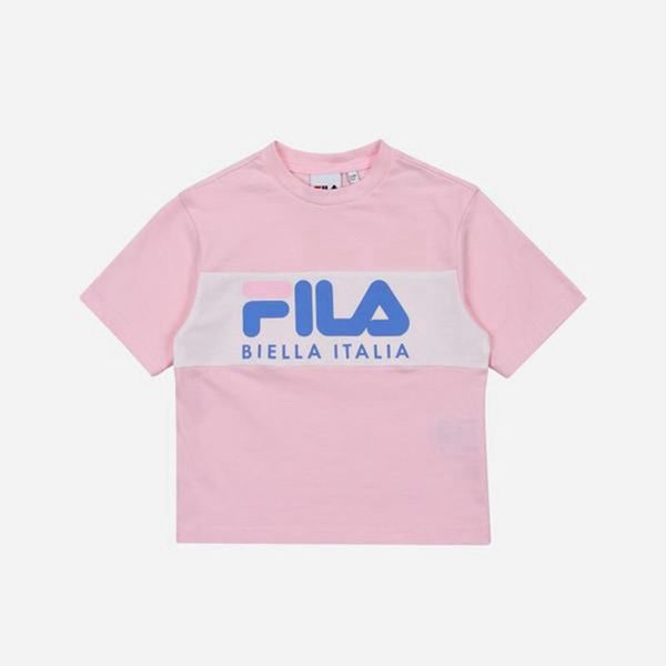 Camisetas Fila Menina Rosa - Fila Heritage Blocked S/S Loja Online Portugal,GCWJ-54063